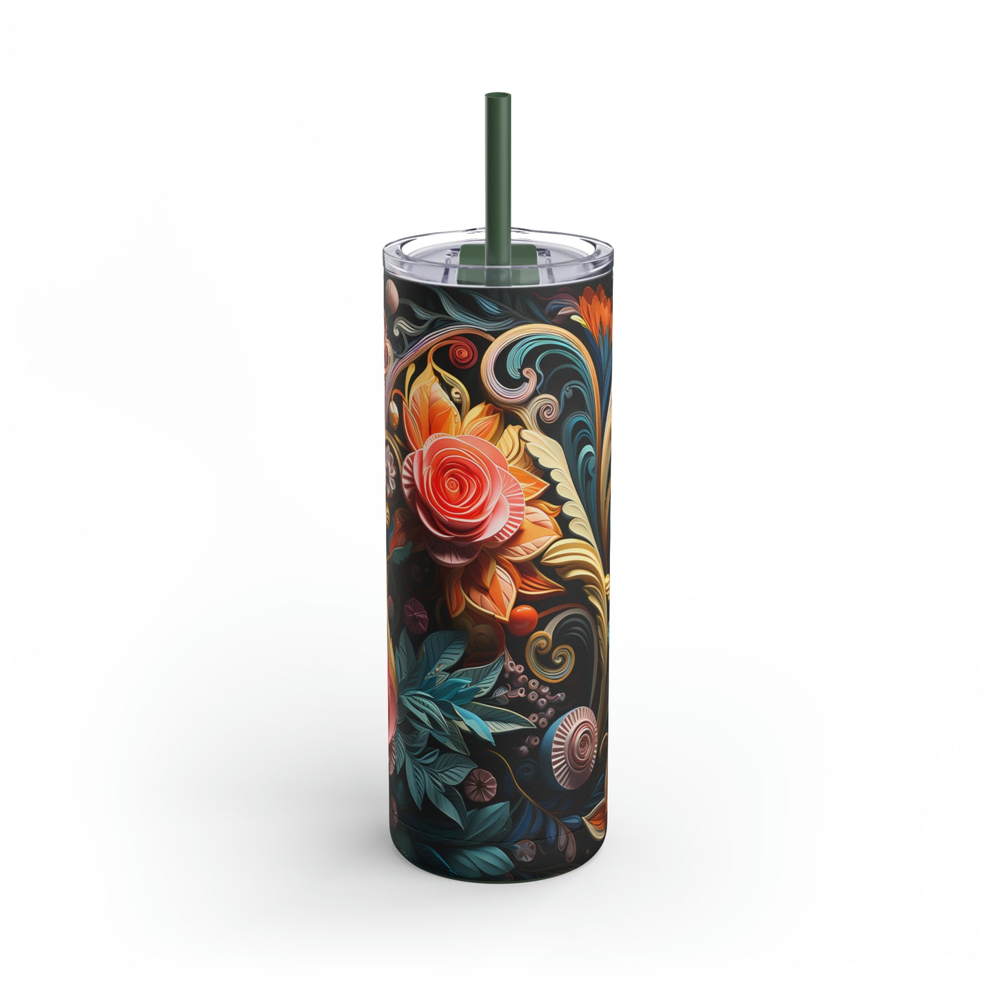 Christmas Flower Skinny Matte Tumbler, 20oz