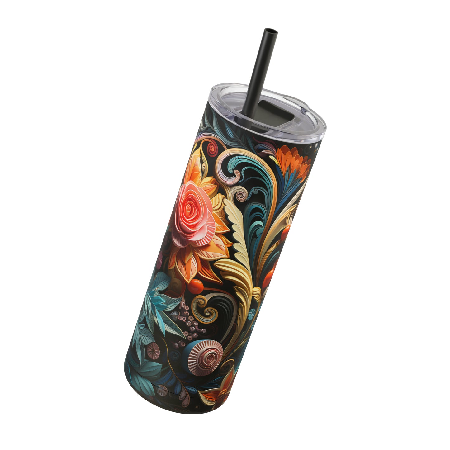 Christmas Flower Skinny Matte Tumbler, 20oz