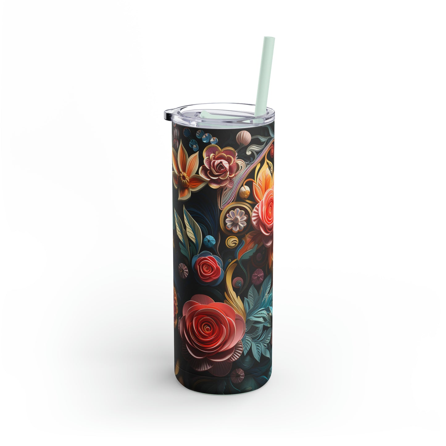 Christmas Flower Skinny Matte Tumbler, 20oz