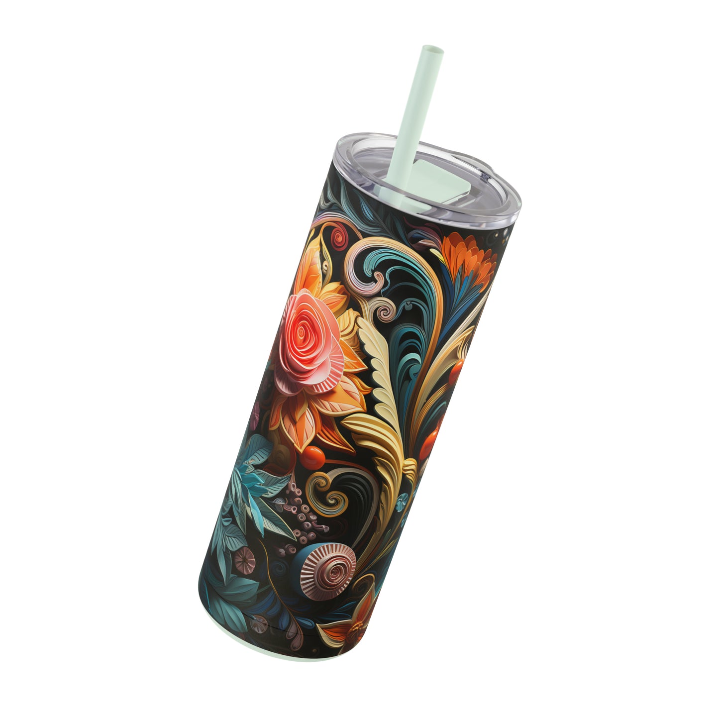 Christmas Flower Skinny Matte Tumbler, 20oz