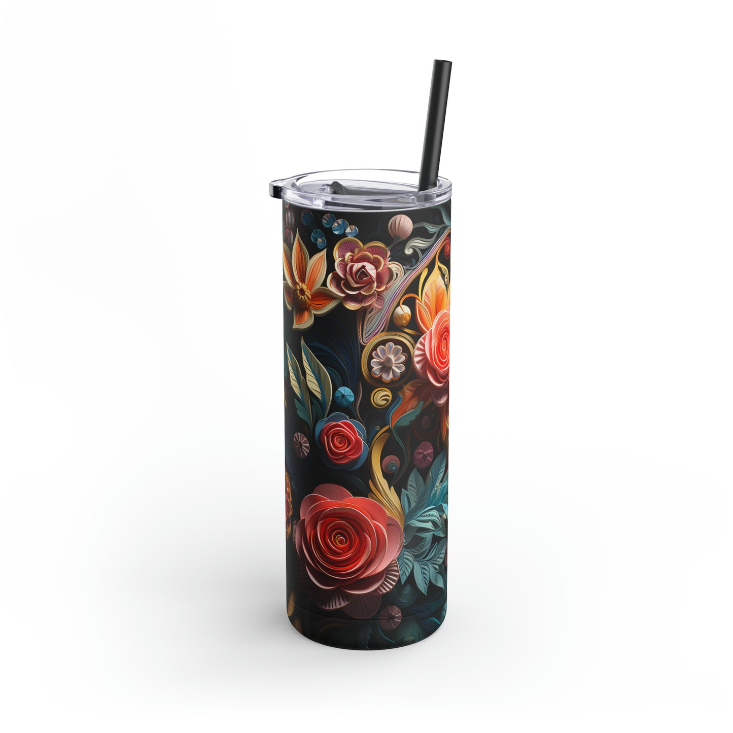 Christmas Flower Skinny Matte Tumbler, 20oz