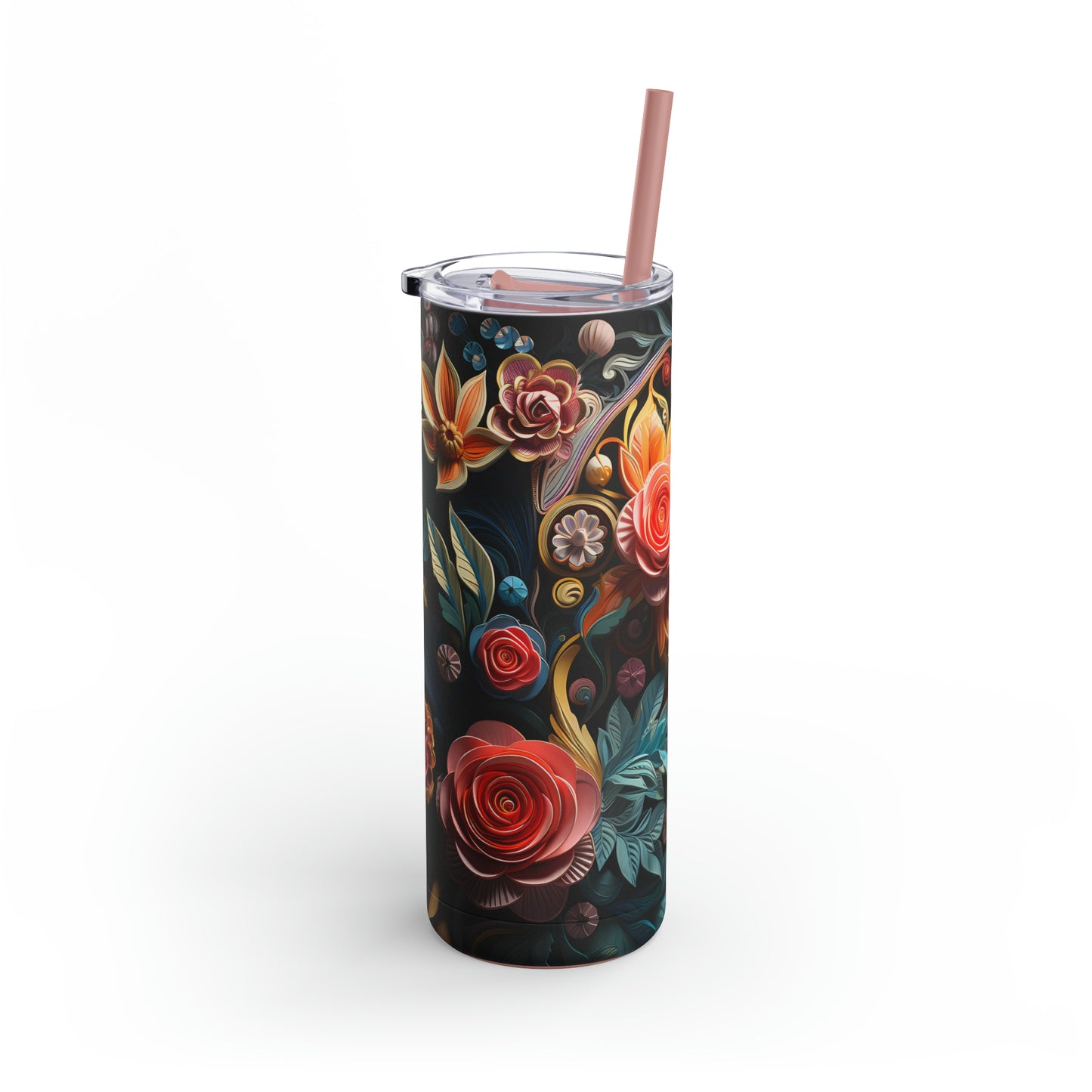 Christmas Flower Skinny Matte Tumbler, 20oz