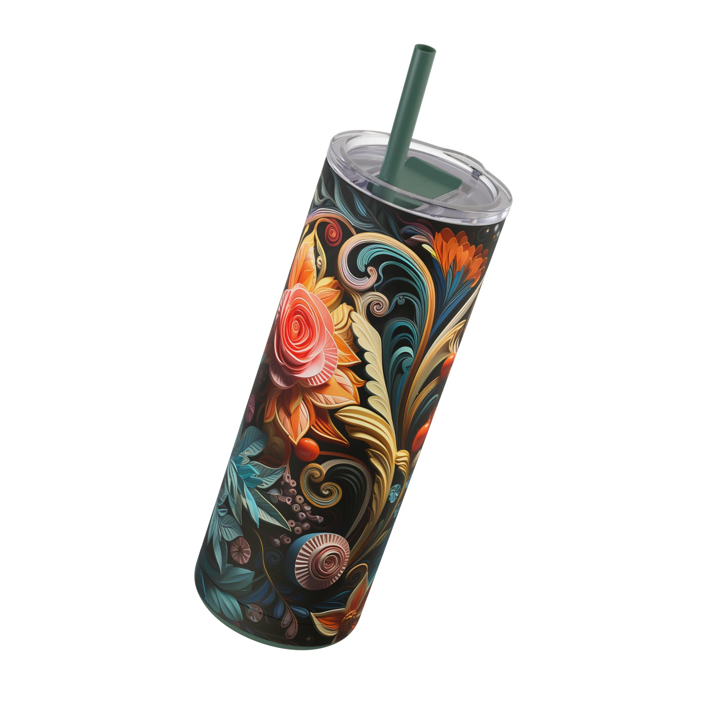 Christmas Flower Skinny Matte Tumbler, 20oz