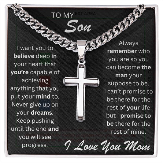 Son, Love Mom / Cuban Link with Cross